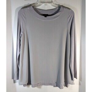 J Jill Top Gray with Chiffon Overlay Wearever Collection Long Sleeve